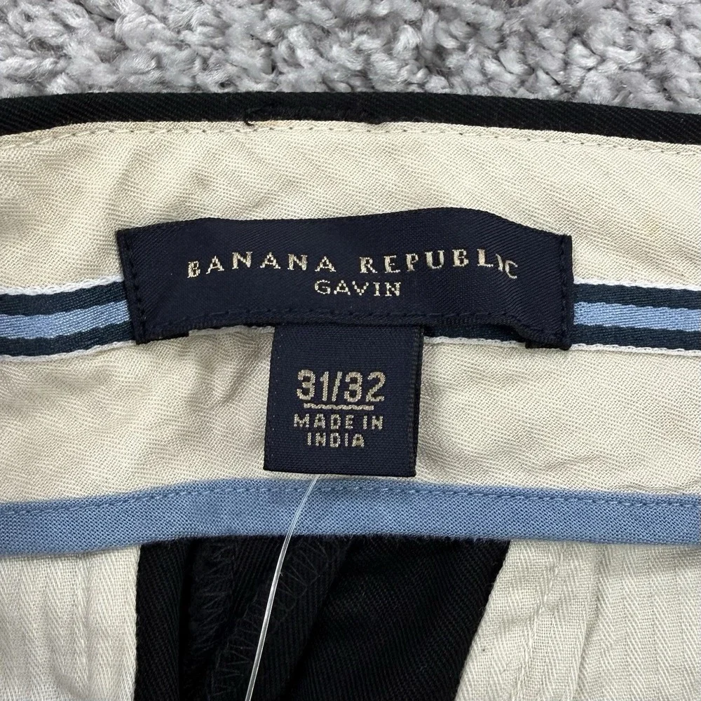 VTG Banana Republic Gavin Chino Pants Men's NWT 31x32 Black Flat Front Straight